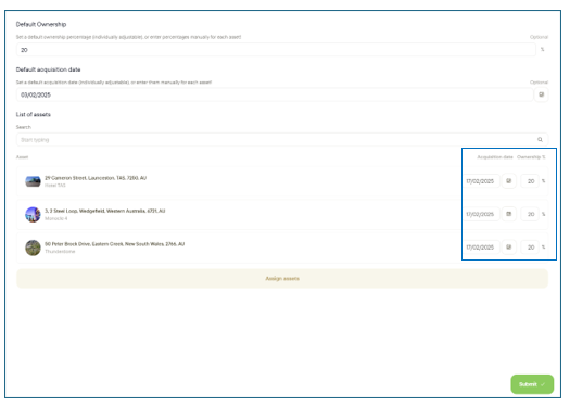 Picture 7 Finish off Acq date and Ownership% for each asset.png