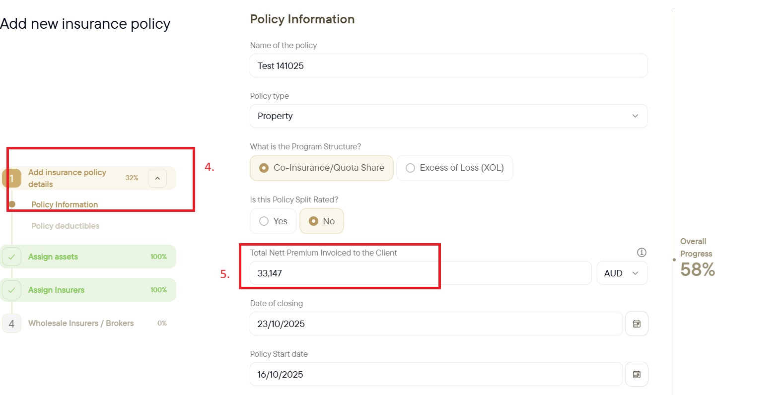 2. Adding a co-insurance policy nett premium error.jpg